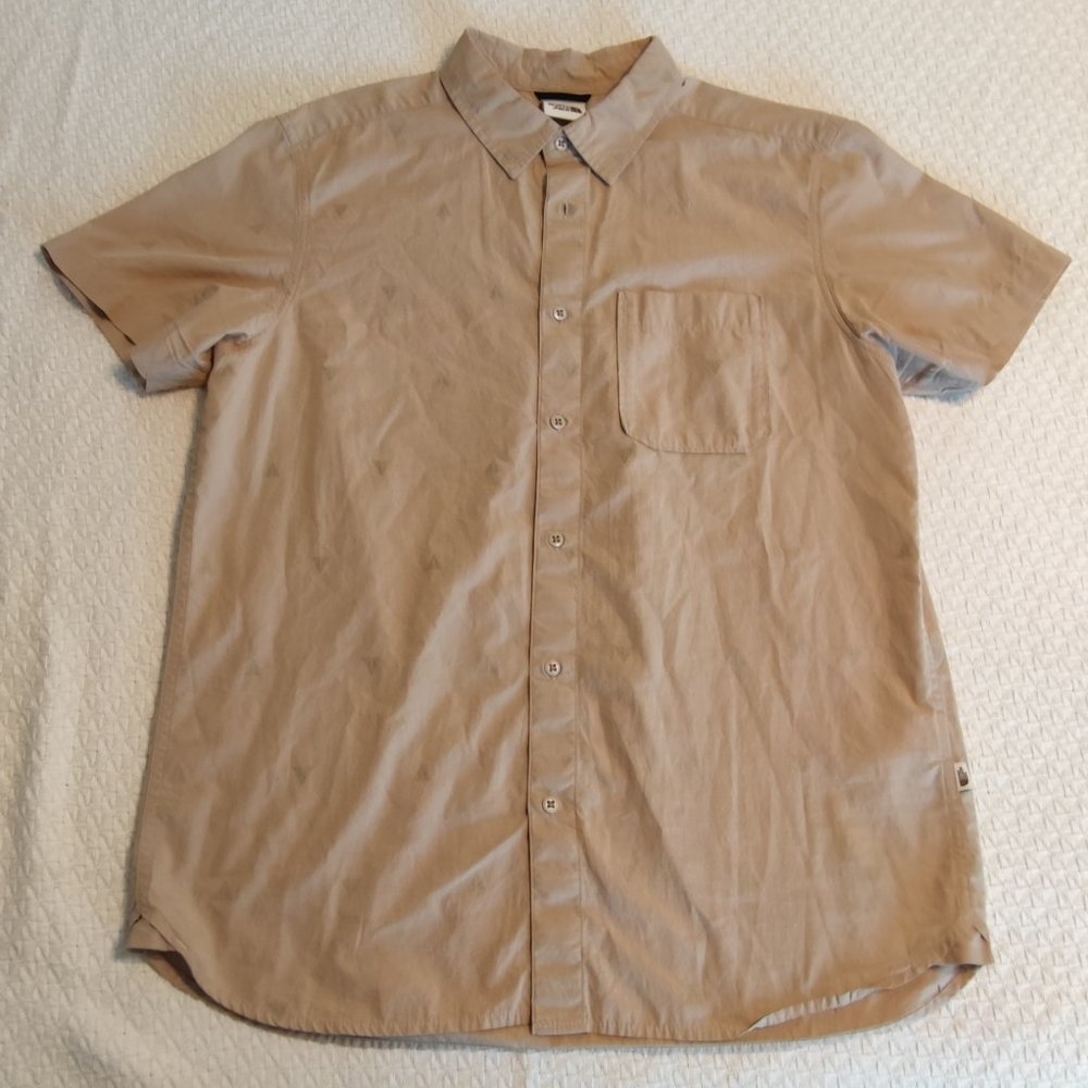 THE NORTH FACE Baytrail Short Sleeve Button Shirt Mens Size L Beige Jacquard